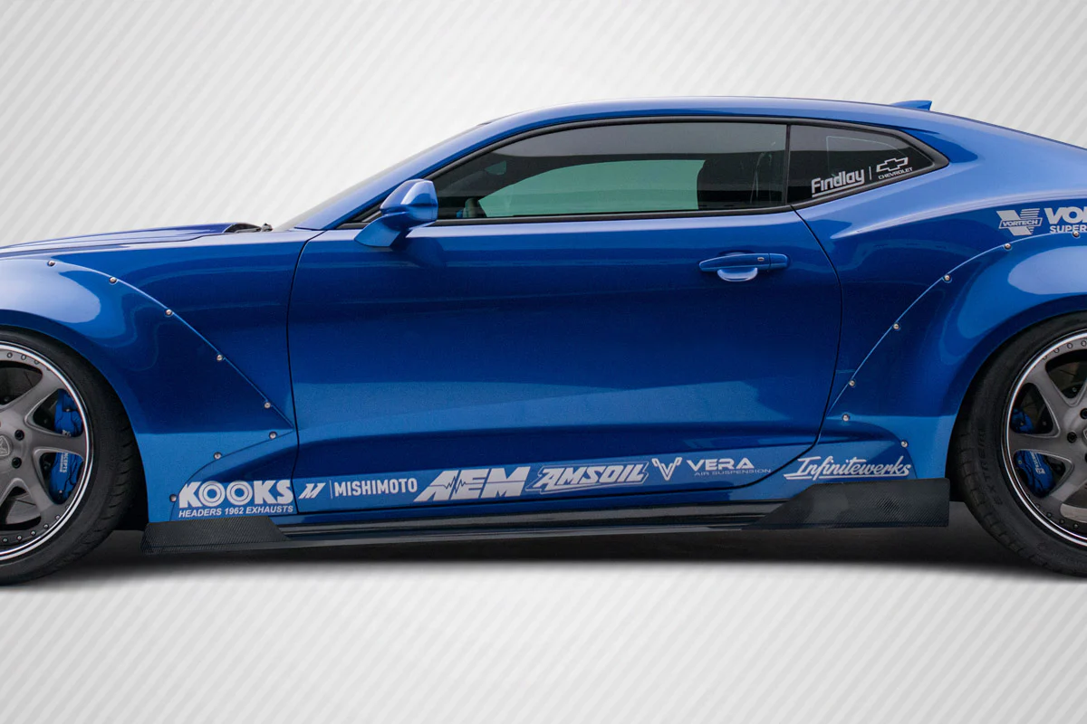 Chevrolet Camaro (2016-2023) Carbon Fiber Grid Side Splitters - Image 9