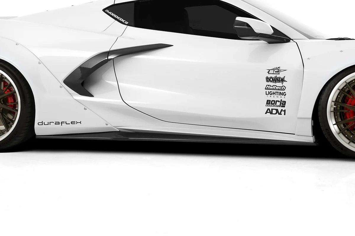Chevrolet Corvette C8 Gran Veloce Wide Body Side Skirt Rocker Panel Splitters - Image 7