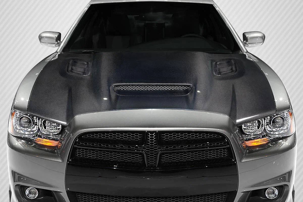 Dodge Charger (2011-2014) Carbon Fiber Hellcat Redeye Look Hood - Image 5