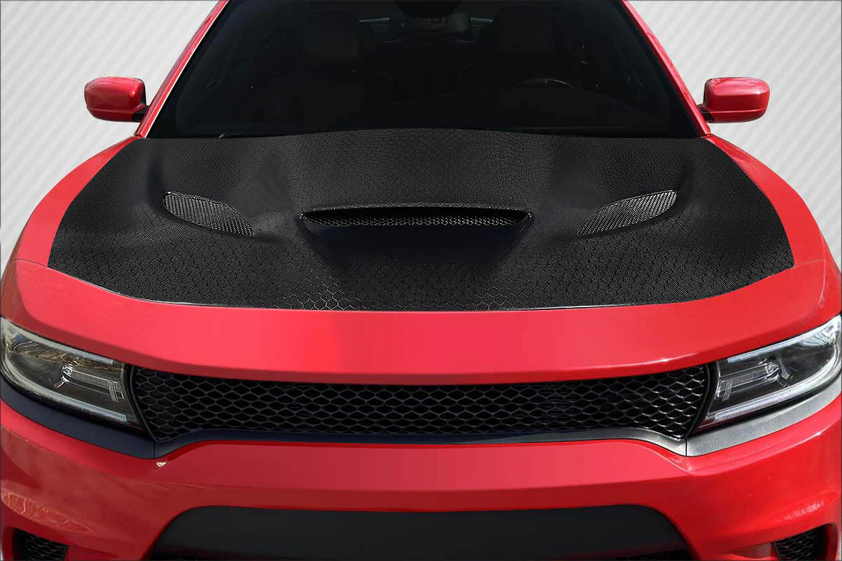 Dodge Charger (2015-2023) Carbon Fiber Geo6ix Dritech Hellcat Look Hood - Image 6
