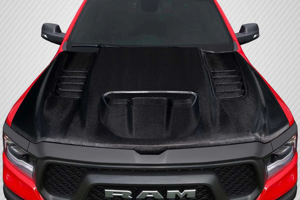 Dodge Ram 1500 (2019-2023) Carbon Fiber TRX Look Hood - Image 5