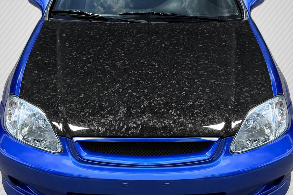 Honda Civic (1999-2000) Carbon Fiber AeroForge Dritech OEM Look Hood - Image 5