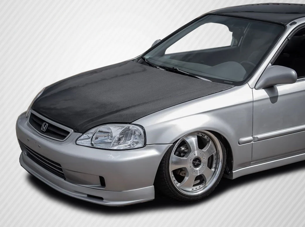 Honda Civic (1999-2000) Carbon Fiber Dritech OEM Look Hood - Image 5