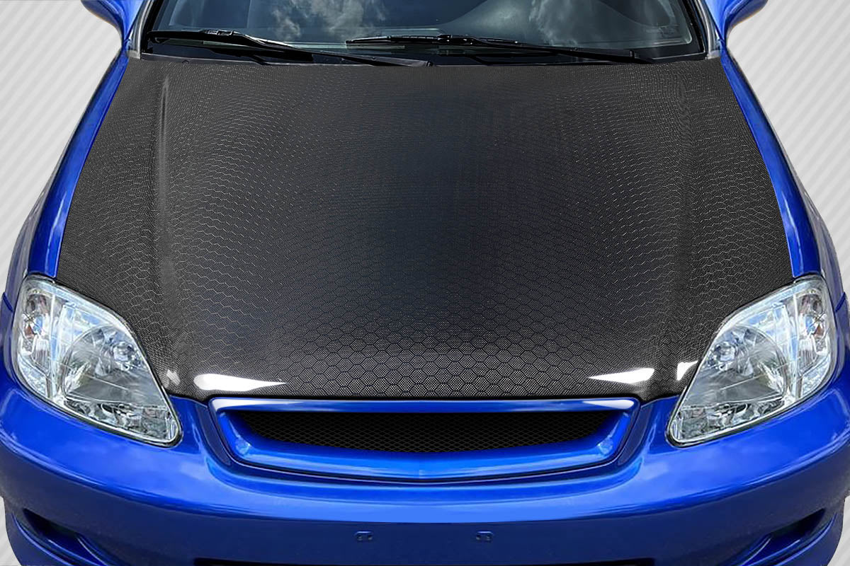 Honda Civic (1999-2000) Carbon Fiber Geo6ix Dritech OEM Look Hood - Image 5