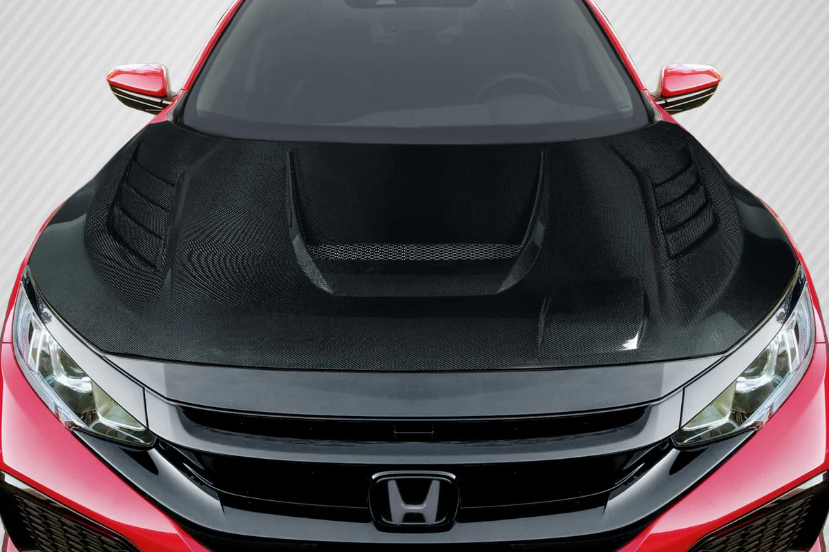 Honda Civic (2016-2021) Carbon Fiber Time Attack Hood - Image 5